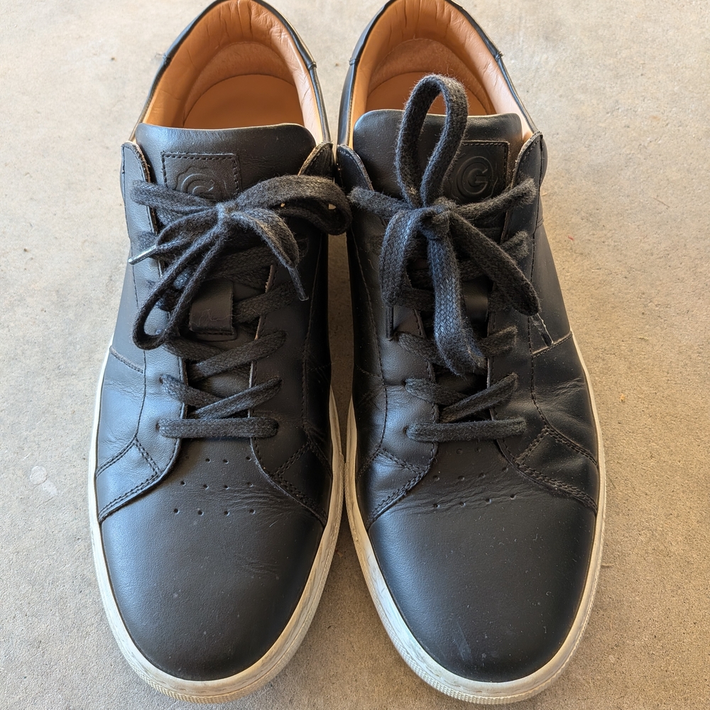 Greats Black Leather Sneakers with White Sole
